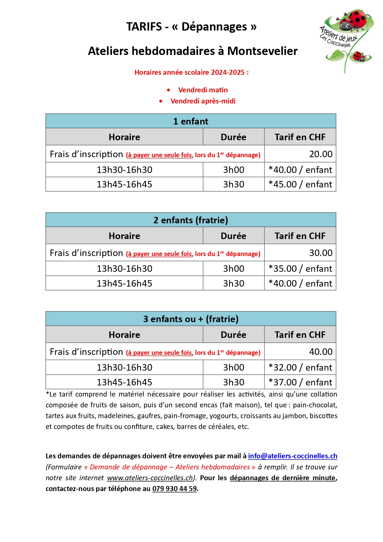 Dépannages Tarifs et infos 2024 2025 page 0001